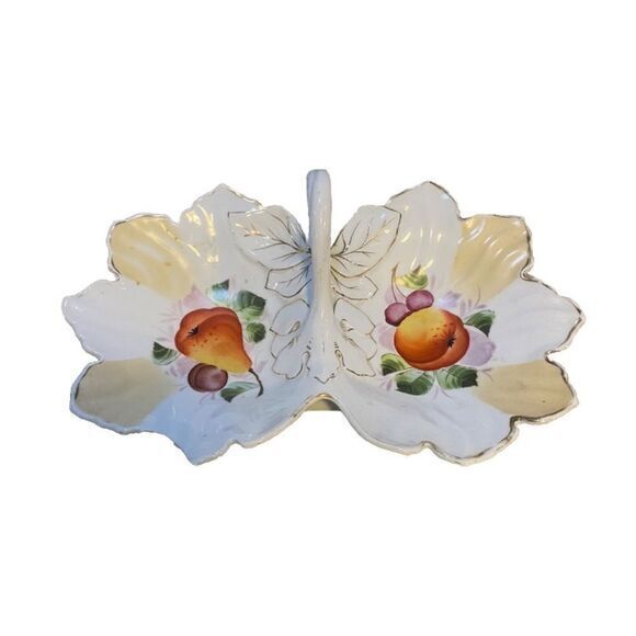 - vintage Germany‎ Fruit Themed 2 compartment ceramic Serving Tray - Picture 1 of 8